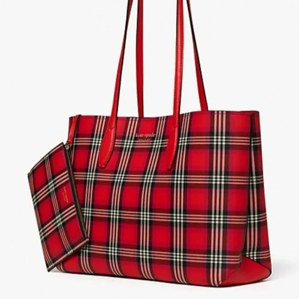 🥳🎈HOST PICK!🎈🥳  🍓 KATE SPADE All Day Foliage Plaid Tote 🍓